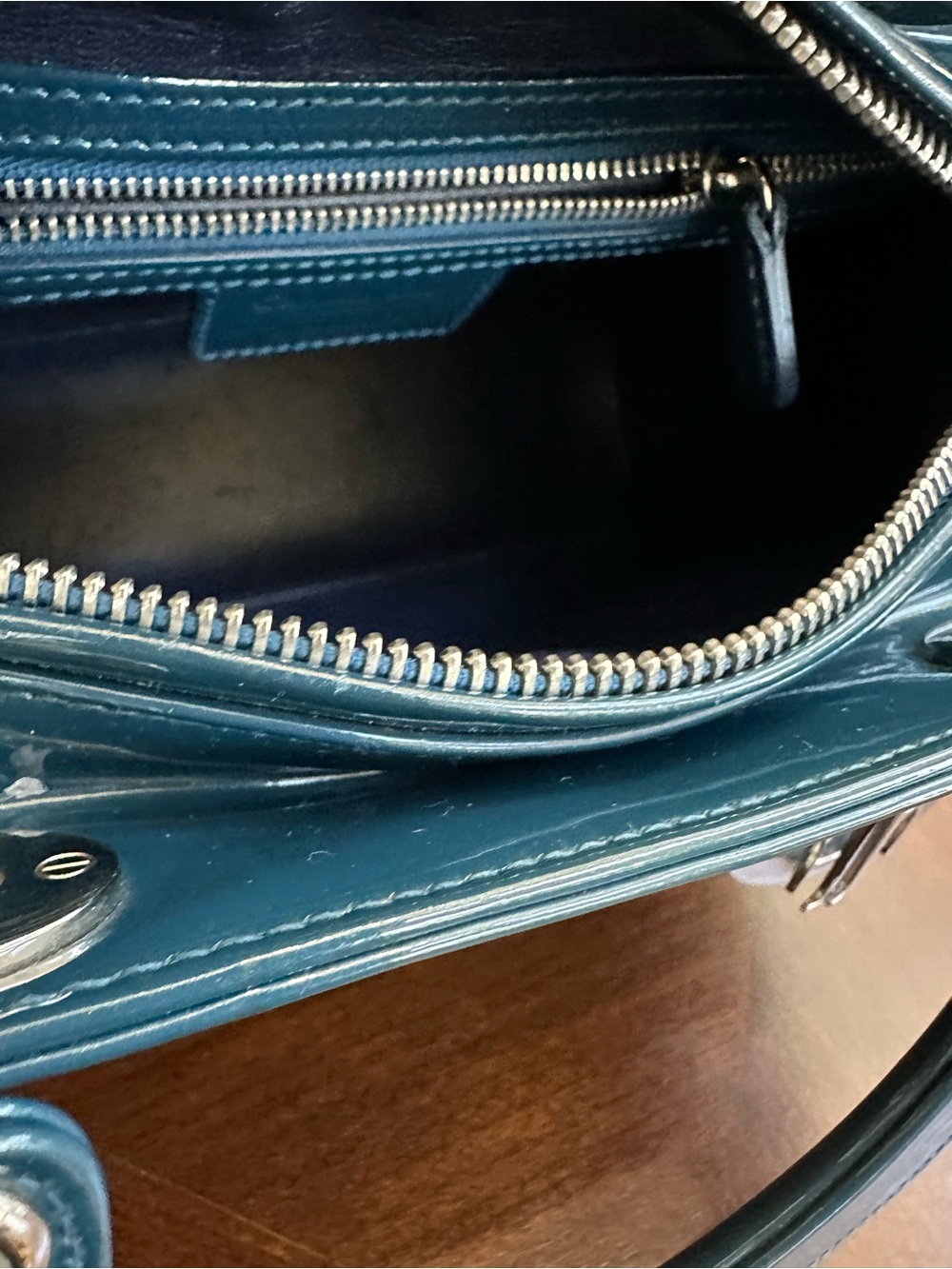 Dior Blue Patent Leather Lady Dior Top-Handle Bag - Picture 13 of 14